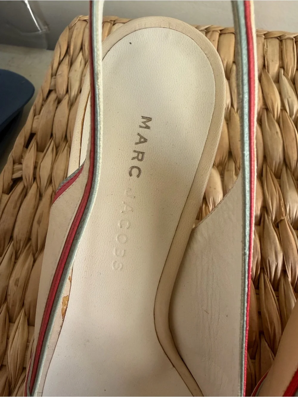 Marc Jacobs Collection Italy Cream Leather Slingback Peep Toe Heels 38.5